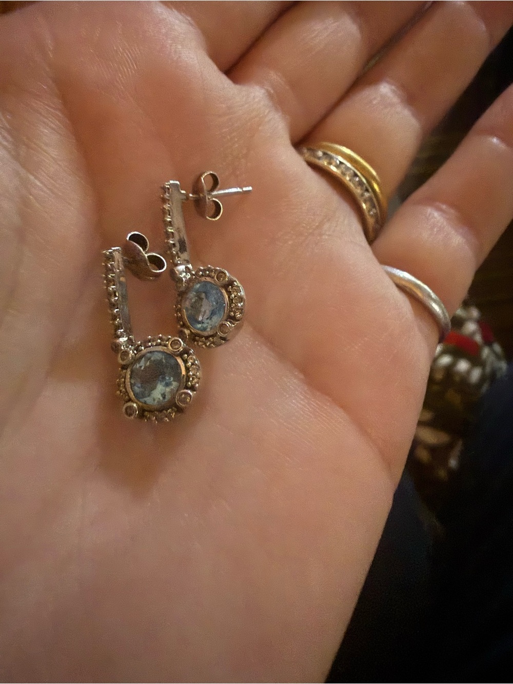 Sterling Silver Blue Crystal Drop Earrings